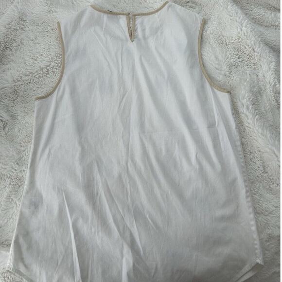 J Crew Factory Women 4 Tank Top White Beaded Jeweled Front‎ Sleeveless Blouse - Picture 3 of 4